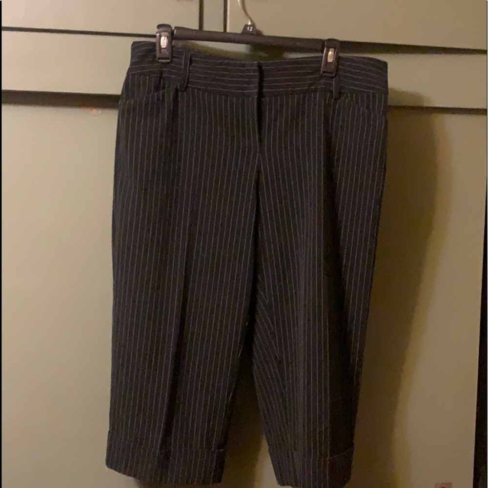 Black and white striped dress capris